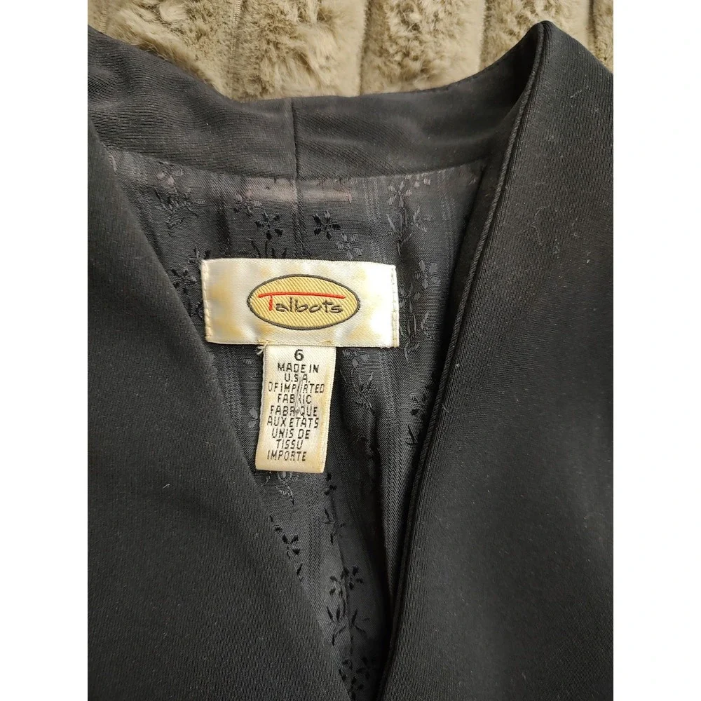 Talbots Dressy Blazer Suit Jacket Tailored Button Front‎ Black Wool SIZE 6 USA